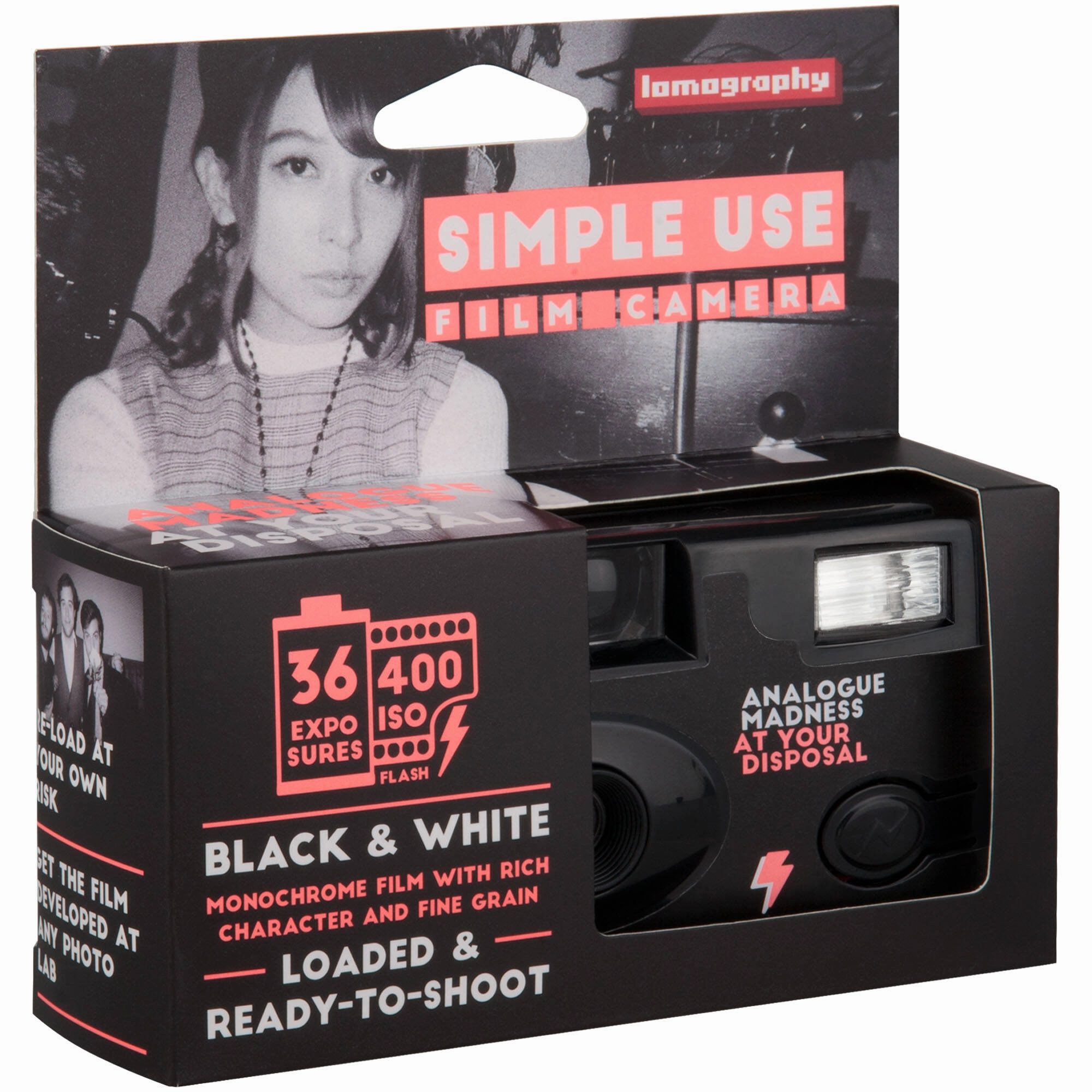 Lomography Simple Use Reloadable 35mm Film Camera - Lady Gray 400 black & white