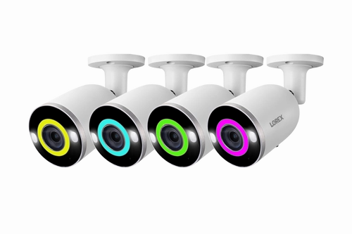 Lorex E894AB 4K 8.0-MP Smart AI PoE IP Wired Security Bullet Camera with Lighting and Deterrence, White