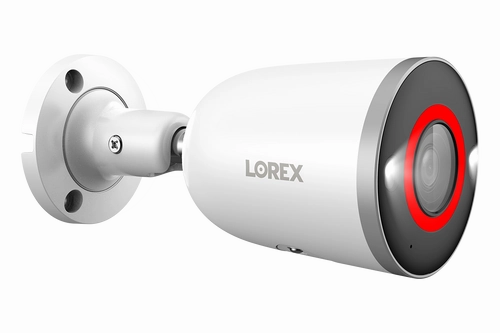 Lorex E894AB 4K 8.0-MP Smart AI PoE IP Wired Security Bullet Camera with Lighting and Deterrence, White