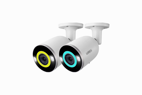 Lorex E894AB 4K 8.0-MP Smart AI PoE IP Wired Security Bullet Camera with Lighting and Deterrence, White