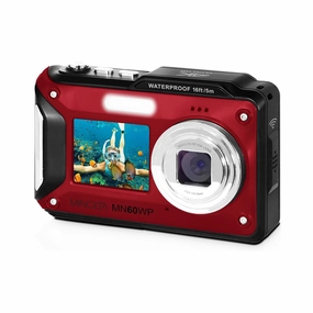 Minolta MN60WP 48MP 4K Ultra HD Dual Screen Point-And-Shoot Waterproof Camera - Red dslr camera