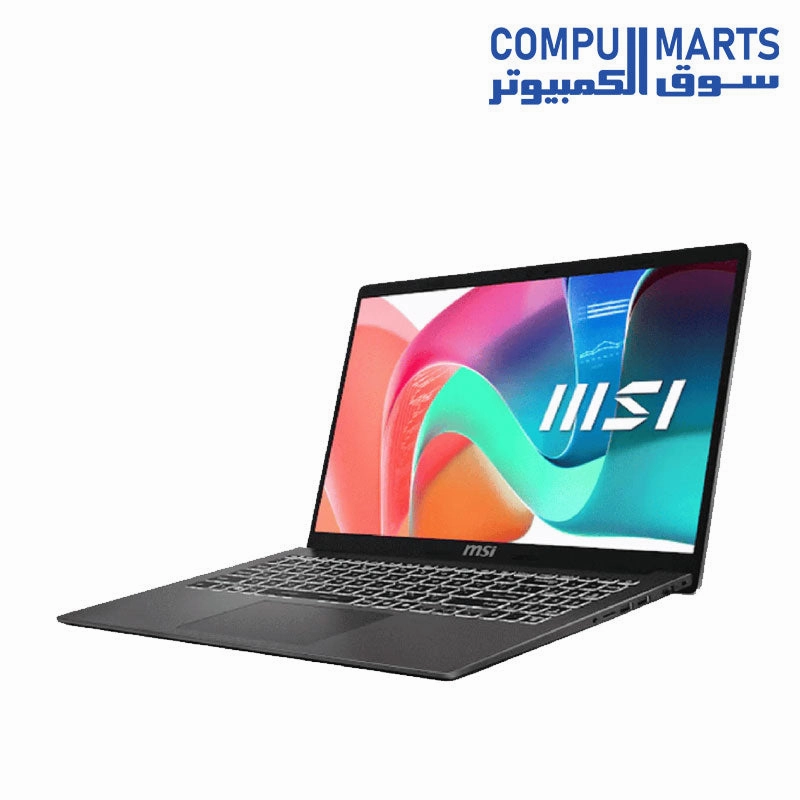 MSI Modern 14 F13MG  Laptop, Intel Core i7-1355U Processor, 14 Inch FHD Display, 512 GB SSD, 8 GB RAM DDR4, Intel Iris Xe Graphics, DOS