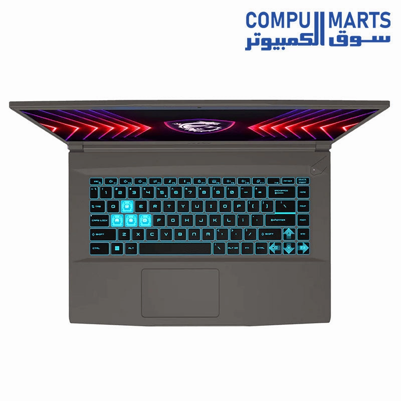 MSI Thin 15 B12UCX i5 12450H Laptop  RAM 8G DDR4 3200Hz SSD 512G RTX 2050 15.6-FHD-IPS-144Hz Blue Backlit-Arabic 1.86 kg-2 Year warranty