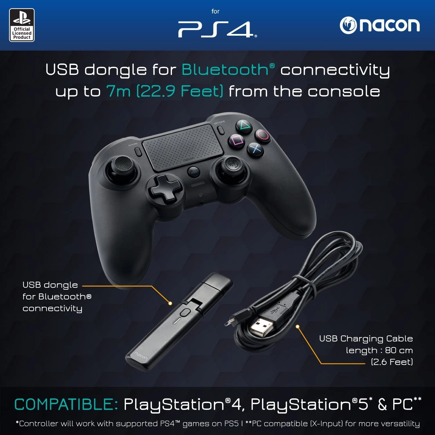 NACON Asymmetric Wireless Controller for Ps4