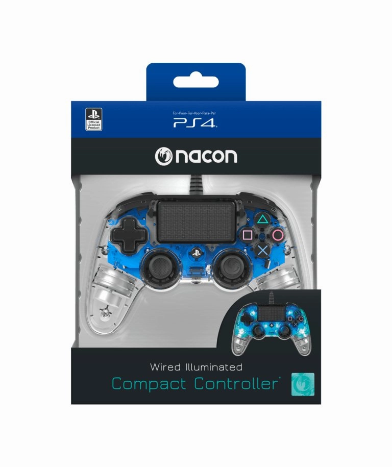 Nacon Wired Illuminated Compact Controller For PlayStation 4 - Blue