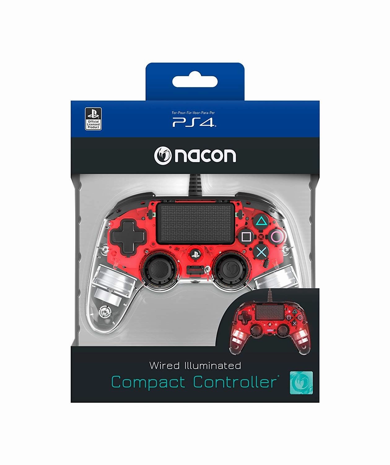Nacon Wired Illuminated Compact Controller For PlayStation 4 - Red