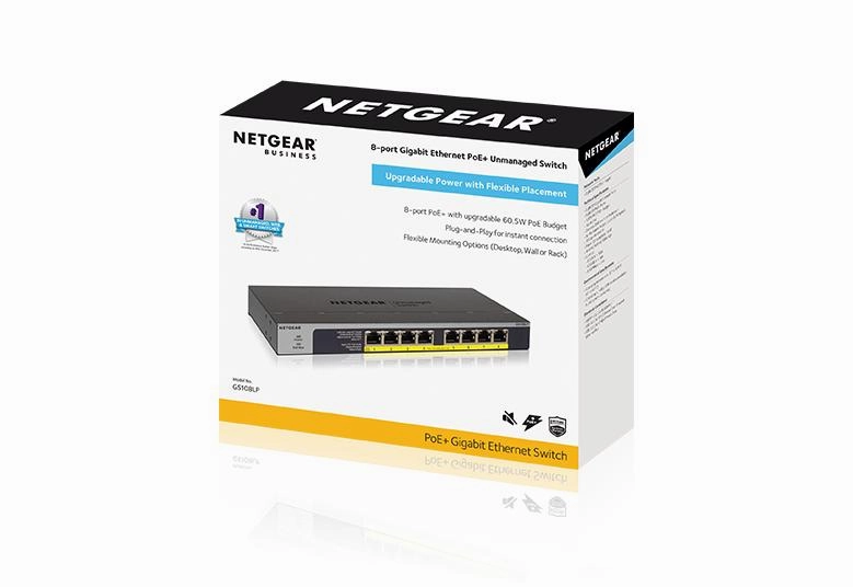 Netgear 8-port Gigabit Ethernet Unmanaged FlexPoE PoE  Switchwith 8 PoE  Ports (60W)