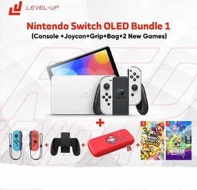 Nintendo Switch OLED Bundle 1: (Console  Joycon Grip Bag 2 New Games Mario Party Jamboree & Legend of Zelda: Echoes of Wisdom)
