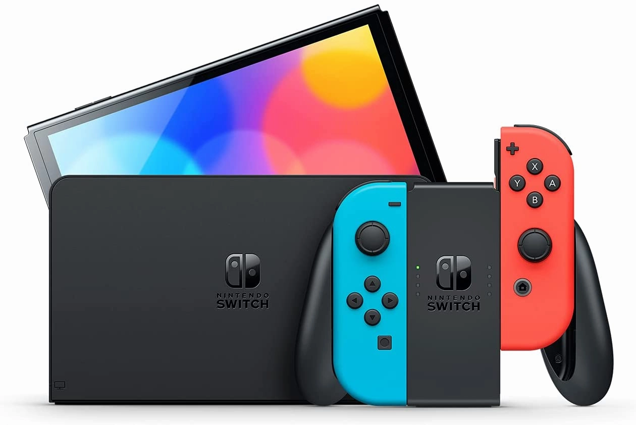 Nintendo Switch  OLED Model w/ Neon Red & Neon Blue Joy-Con
