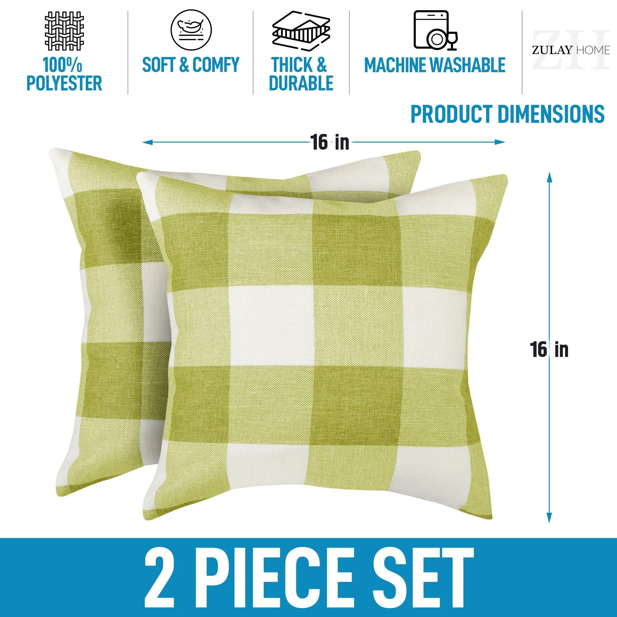 Pack of 2 Buffalo Plaid Throw Pillow Covers 16x16 ecco Shoes