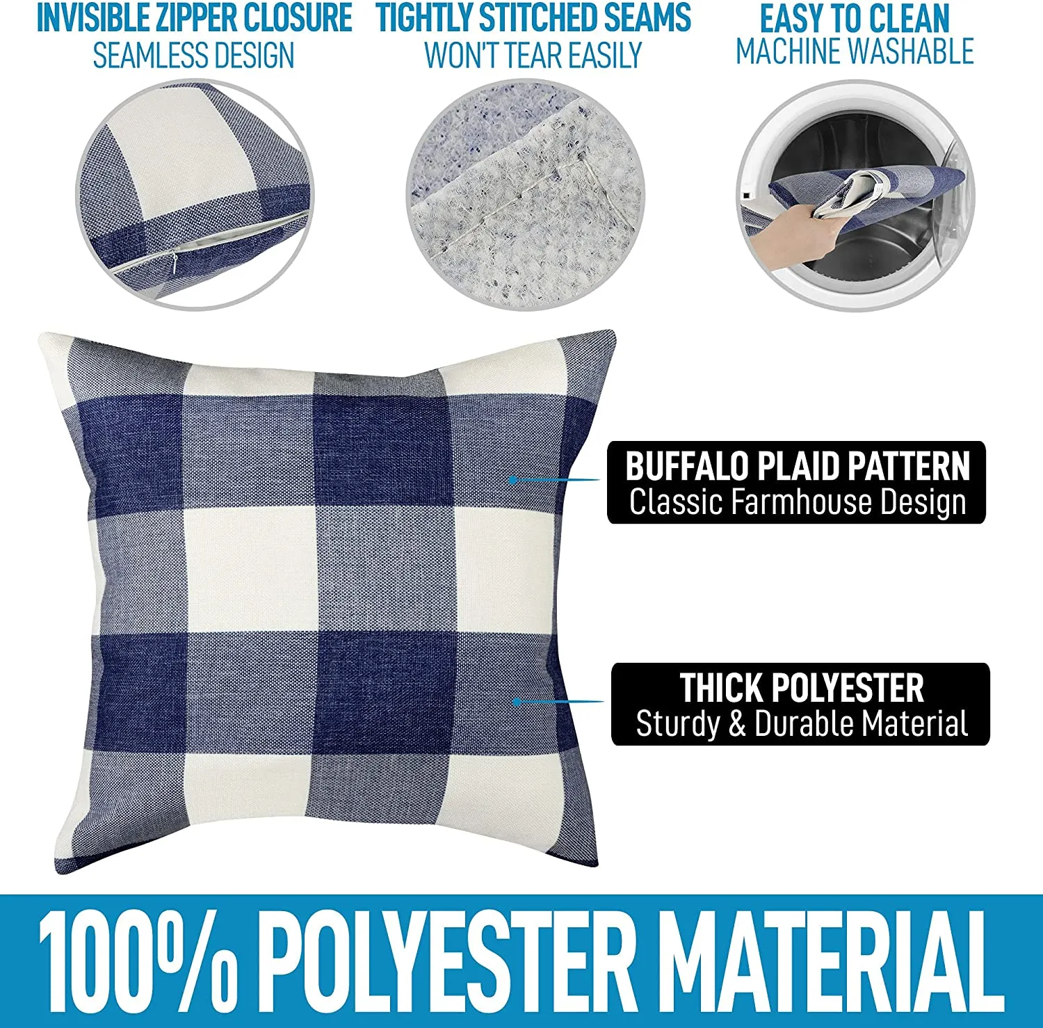 Pack of 2 Buffalo Plaid Throw Pillow Covers (18x18 Inch) ecco Shoes
