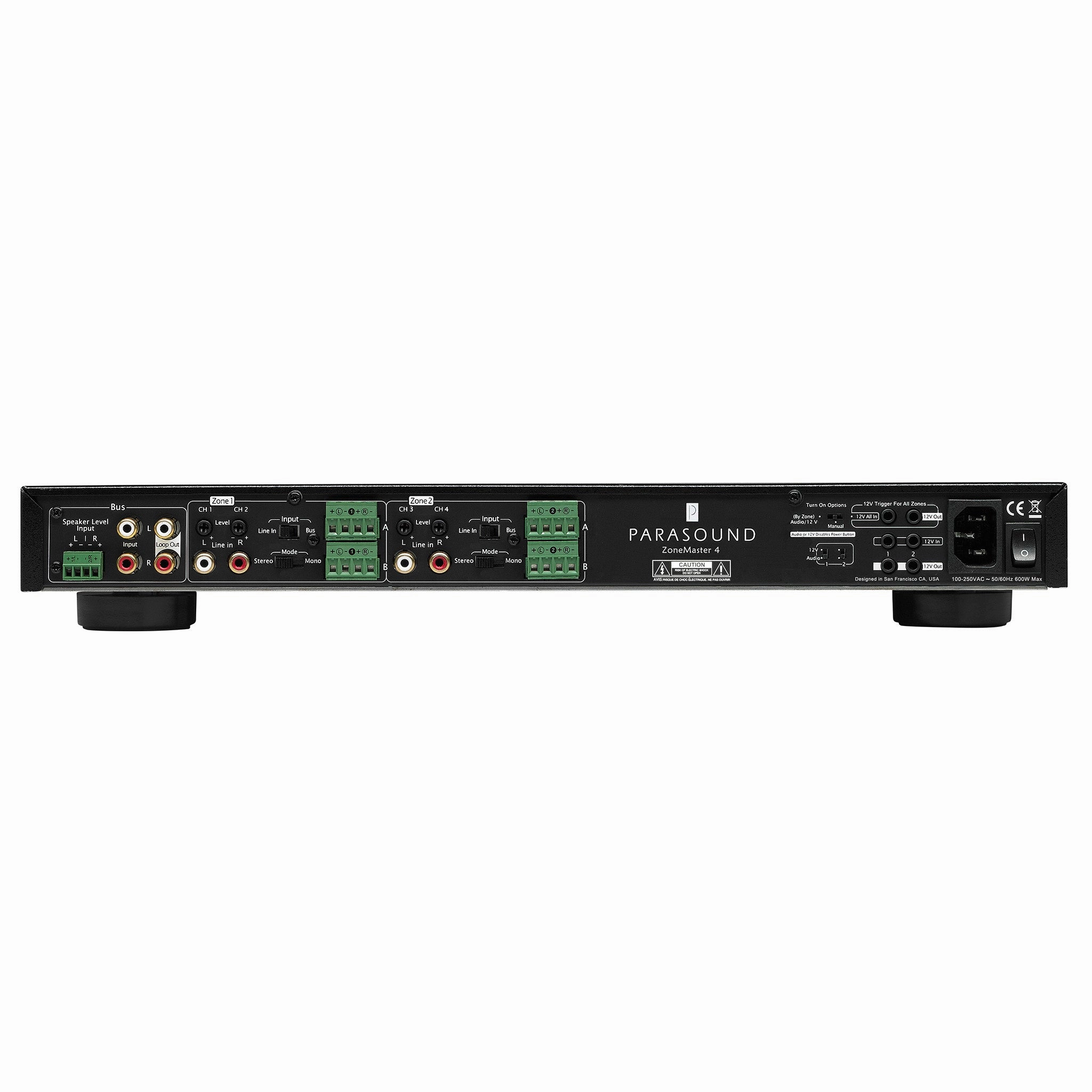 Parasound ZoneMaster 4 Four Channel / 8 Speaker Amplifier with Subwoofer Crossover (OPEN)