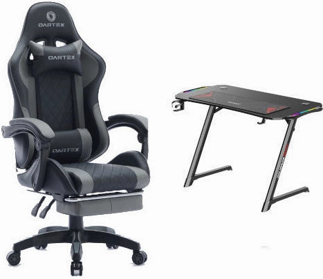 PC Bundle: PC Gaming i7-14700K/RTX 5070/32GB DDR5/1TB with Sharx Jaws 27F300VC  /27" FHD/ HDMI 2.1/0.3ms/300Hz/VA/Curved Monitor & Oartex Model LD034 Gray Gaming Chair With Z5-1160  Black Carbon Fiber Gaming Table 100*60*75 Cm