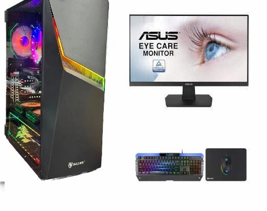 PC Gaming INTEL CORE I5-11400F, MSI GeForce GTX 1650 , 16GB RAM With ASUS VA24EHE 24" Full HD, IPS, Frameless, 75Hz Eye Care Monitor & Sades Gaming Combo Battle Ram