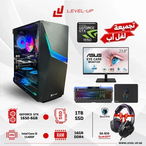 PC Gaming INTEL CORE I5-11400F, MSI GeForce GTX 1650 , 16GB RAM With ASUS VA24EHE 24" Full HD, IPS, Frameless, 75Hz Eye Care Monitor & Sades Gaming Combo Battle Ram