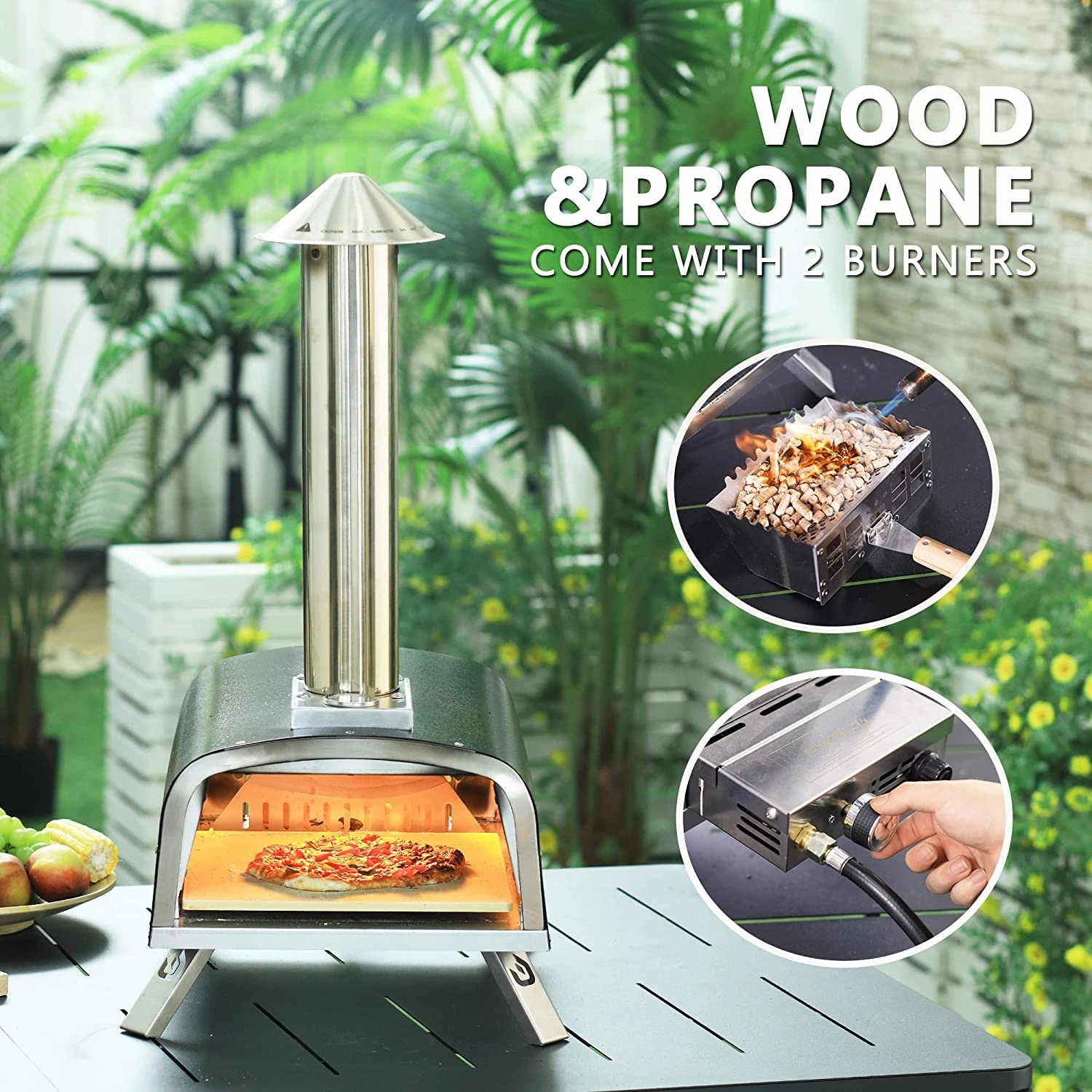 Pizzello Foldable Steel Pizza Ovens with Gas Burner X50001BKGAS