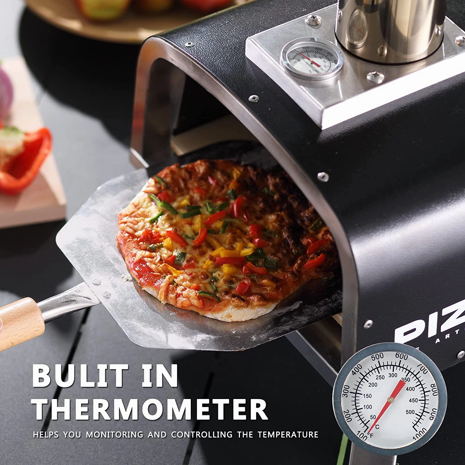 Pizzello Foldable Steel Pizza Ovens with Gas Burner X50001BKGAS