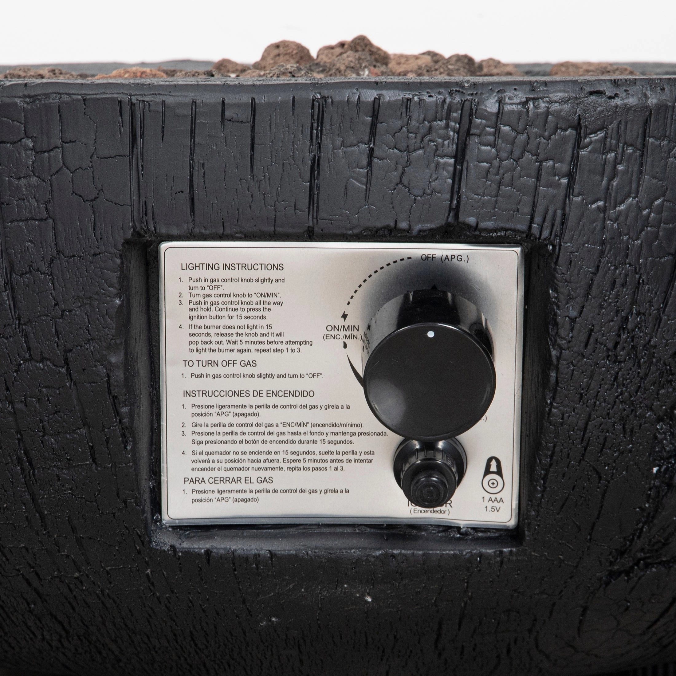 Pizzello FOP-200060 Exterior Faux Stone Propane Fire Pit with Water Proof Cover and Lava Rock