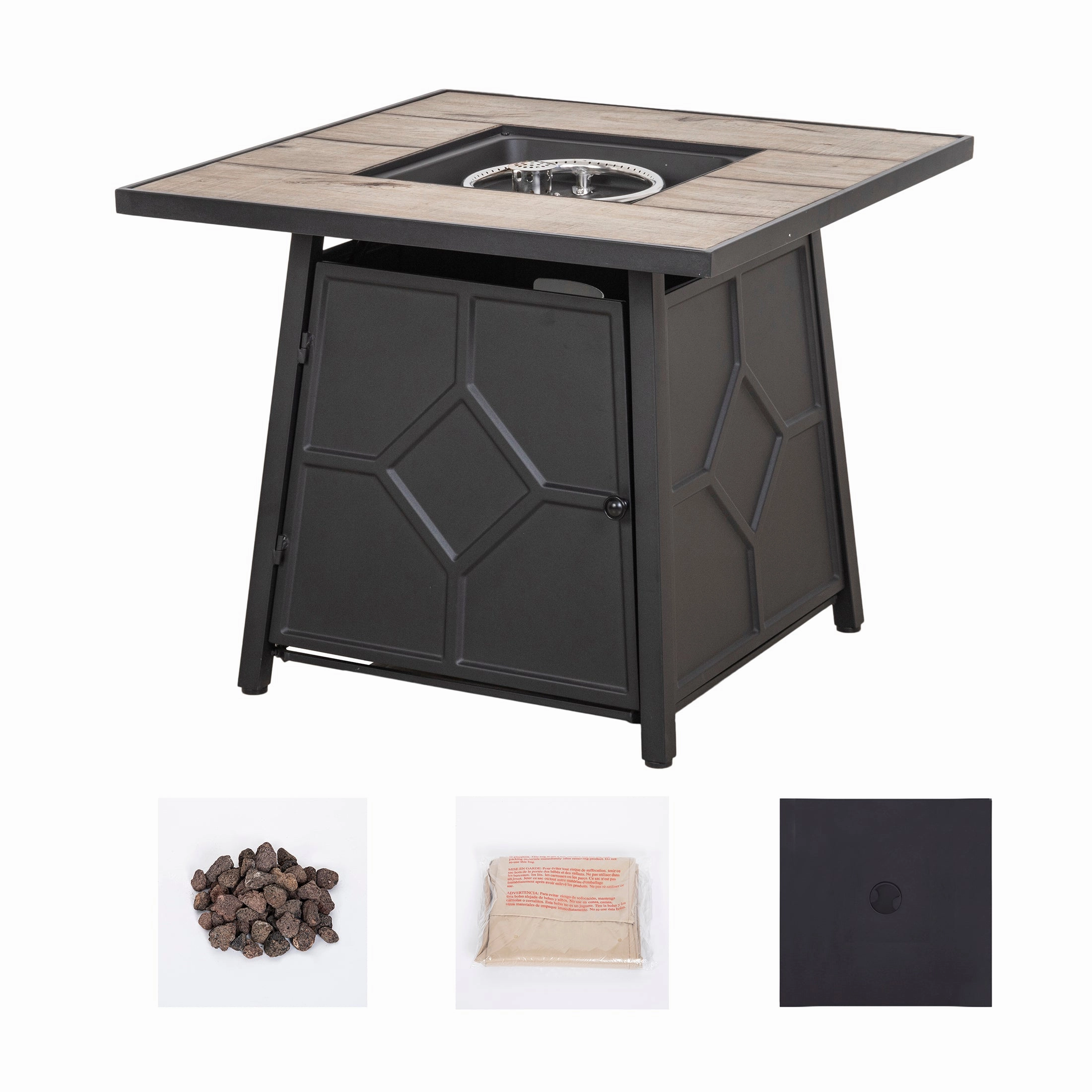 Pizzello FOP-210031 28'' Outdoor Auto-Ignition Propane Gas Fire Table with Waterproof Cover