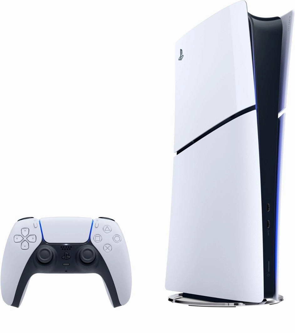 PlayStation 5 Slim Console Digital Edition White With PS5 DualSense Wireless Controller Midnight Black