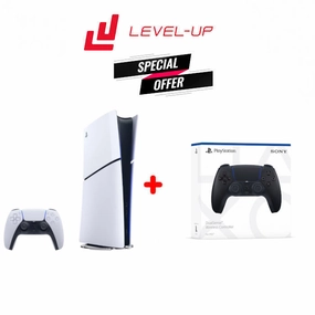 PlayStation 5 Slim Console Digital Edition White With PS5 DualSense Wireless Controller Midnight Black