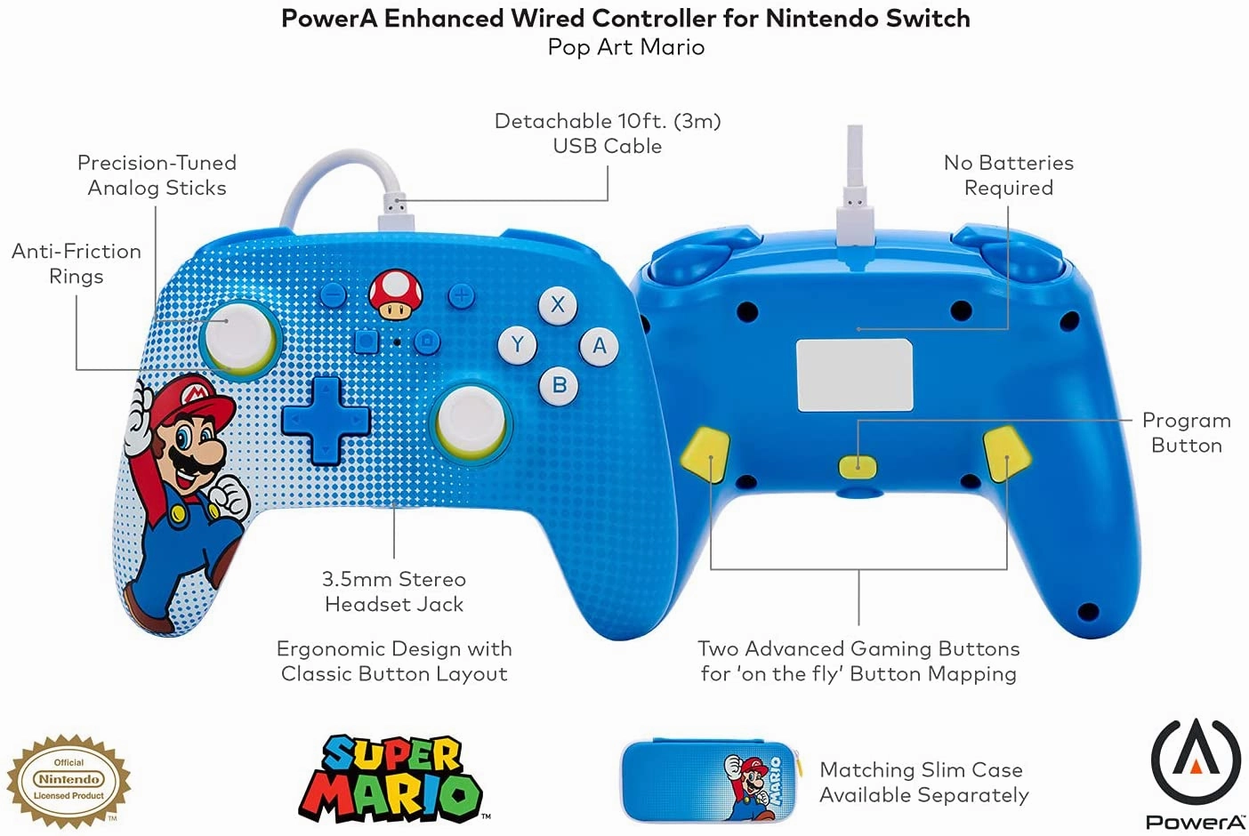 PowerA Enhanced Wired Controller for Nintendo Switch  Mario Pop Art