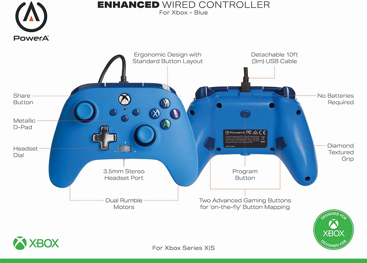 PowerA Enhanced Wired Controller For Xbox - Blue