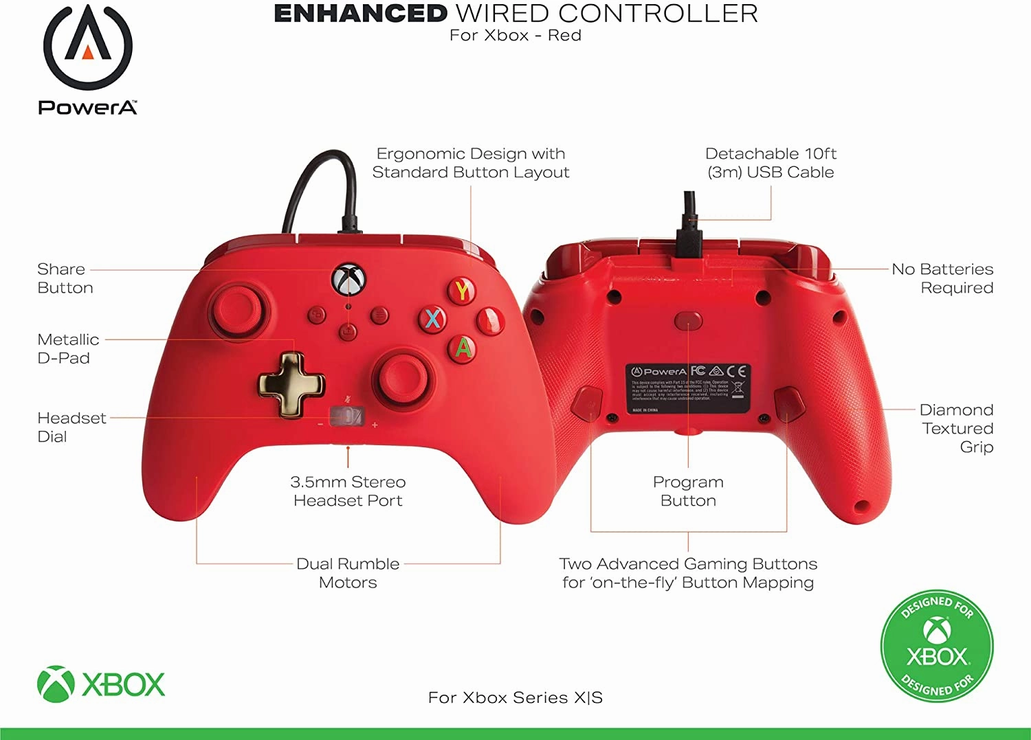 PowerA Enhanced Wired Controller For Xbox - Red