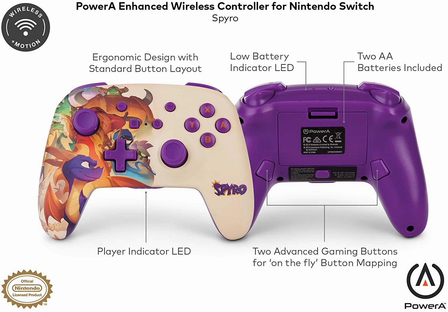 PowerA Enhanced Wireless Controller For Nintendo Switch - Spyro