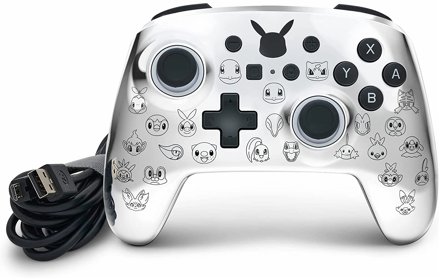 PowerA Pokmon Enhanced Wired Controller for Nintendo Switch  Pikachu Black & Silver