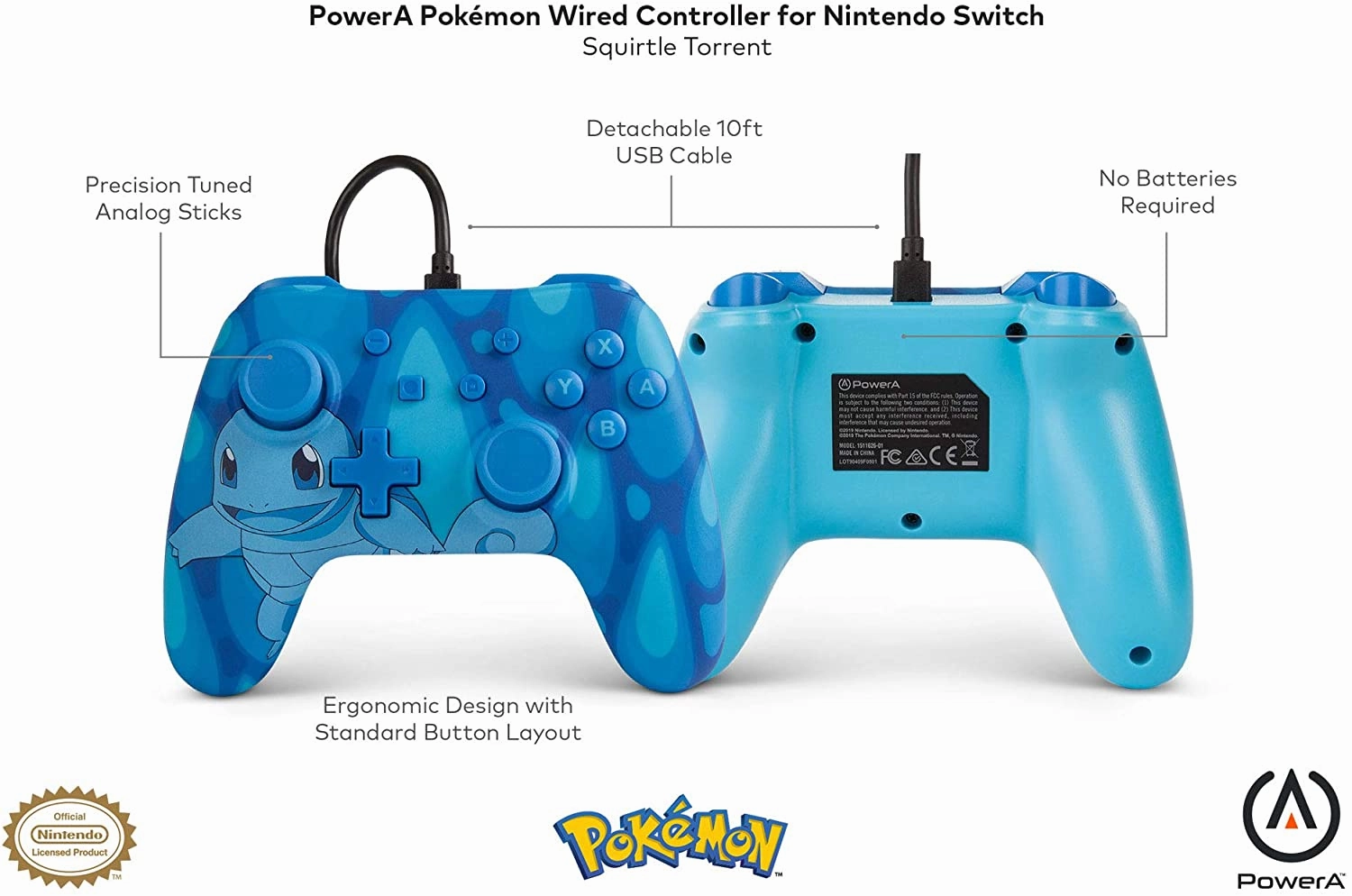 PowerA Pokmon Wired Controller For Nintendo Switch - Torrent Squirtle