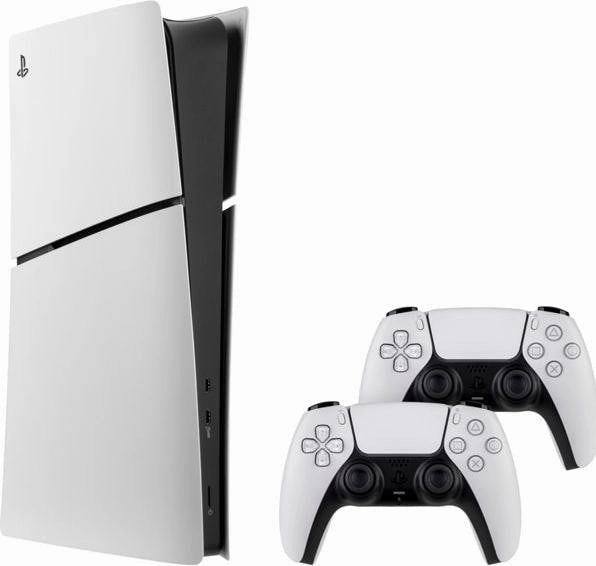 PS5 Slim Console Digital with Two Dualsense Wireless Controller Bundle