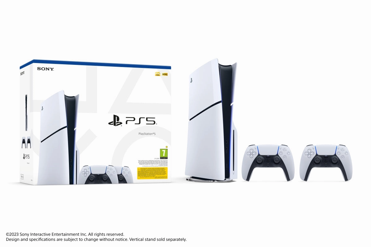 PS5 Slim Console Disk with Two Dualsense Wireless Controller Bundle