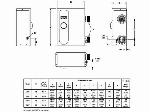 Raypak 18kW (61,419 BTU) Digital Electric Pool & Spa Heater (ELS-R0018-1-TI)
