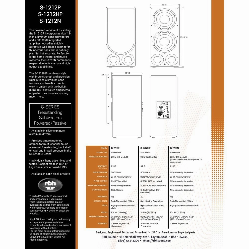 RBH S-1212HP Subwoofer