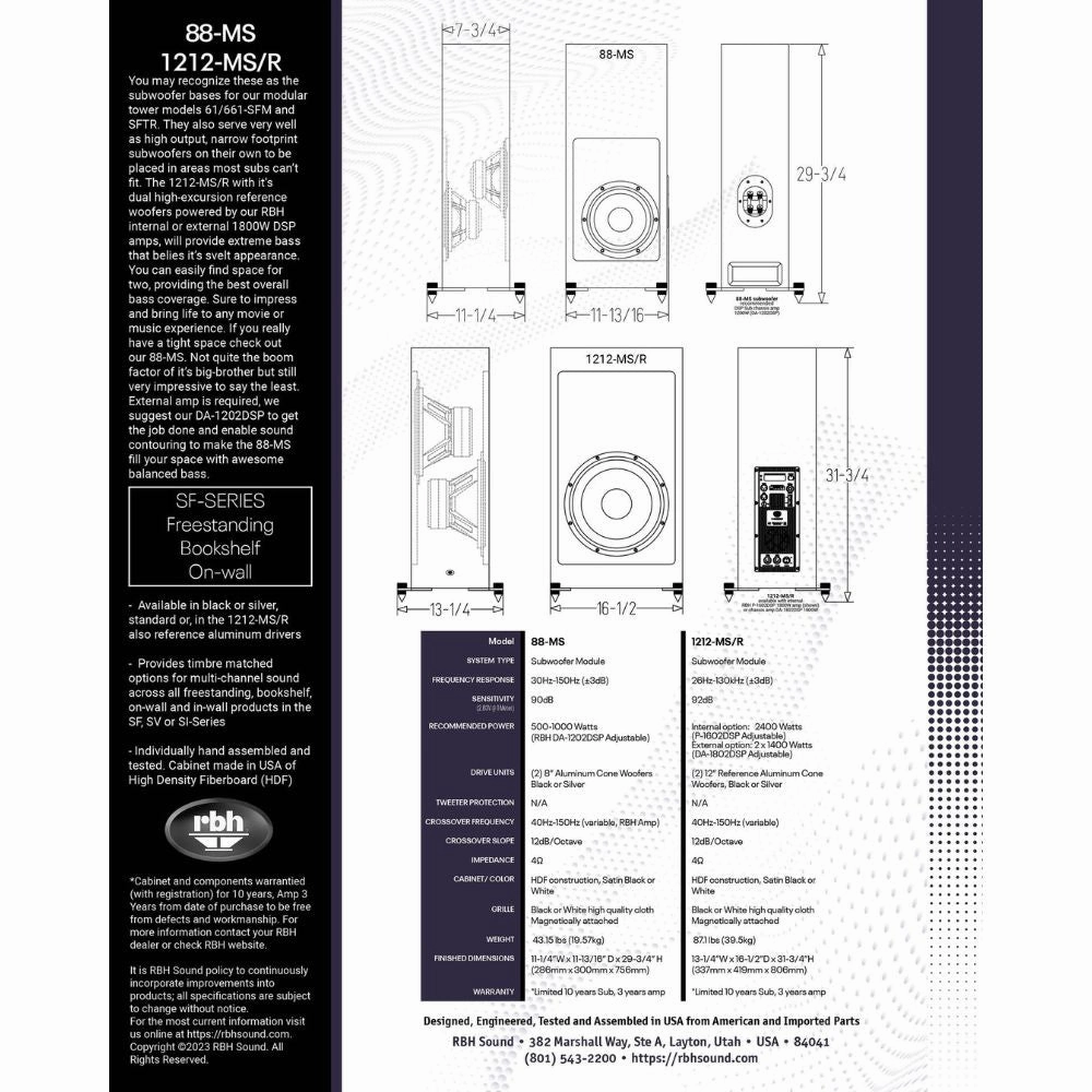 RBH Sound 1212P-MS/R Powered Subwoofer Module (EACH)
