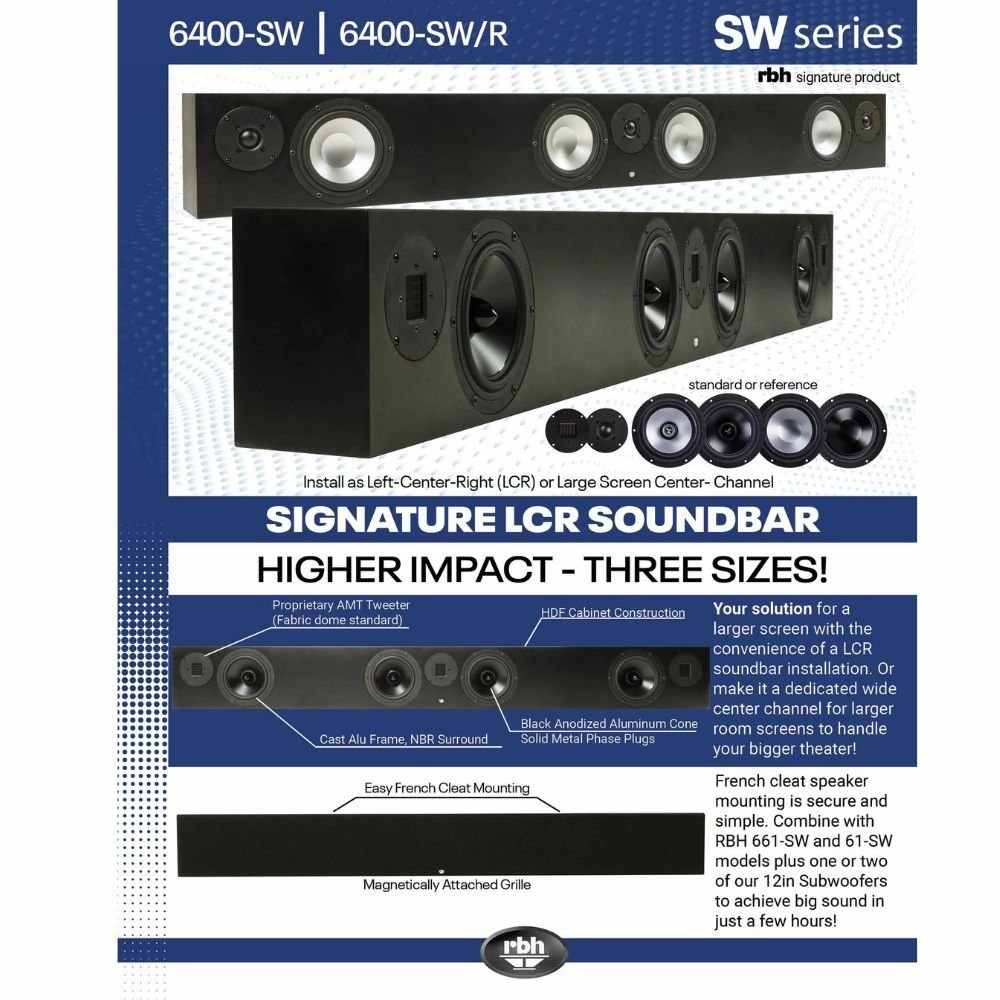 RBH Sound 6400-SW/R Passive Soundbar