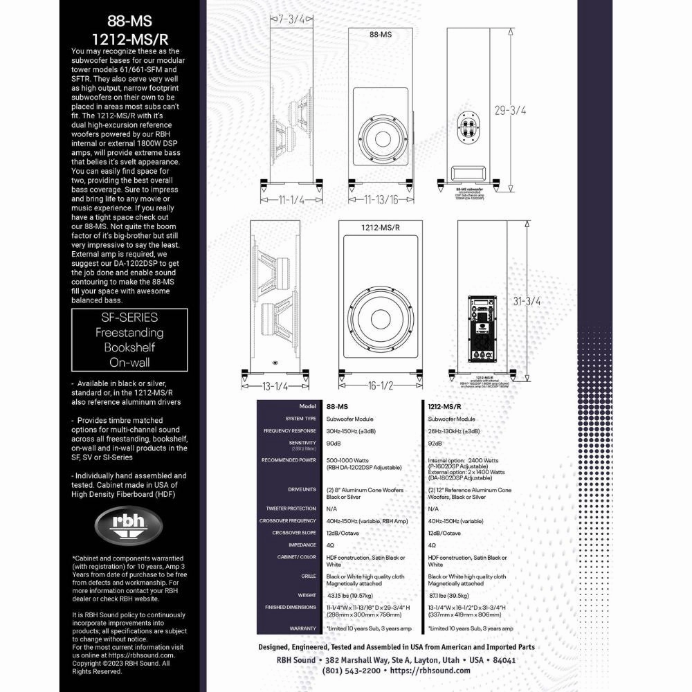 RBH Sound 88-MS Dual 8" Subwoofer Module (Each)