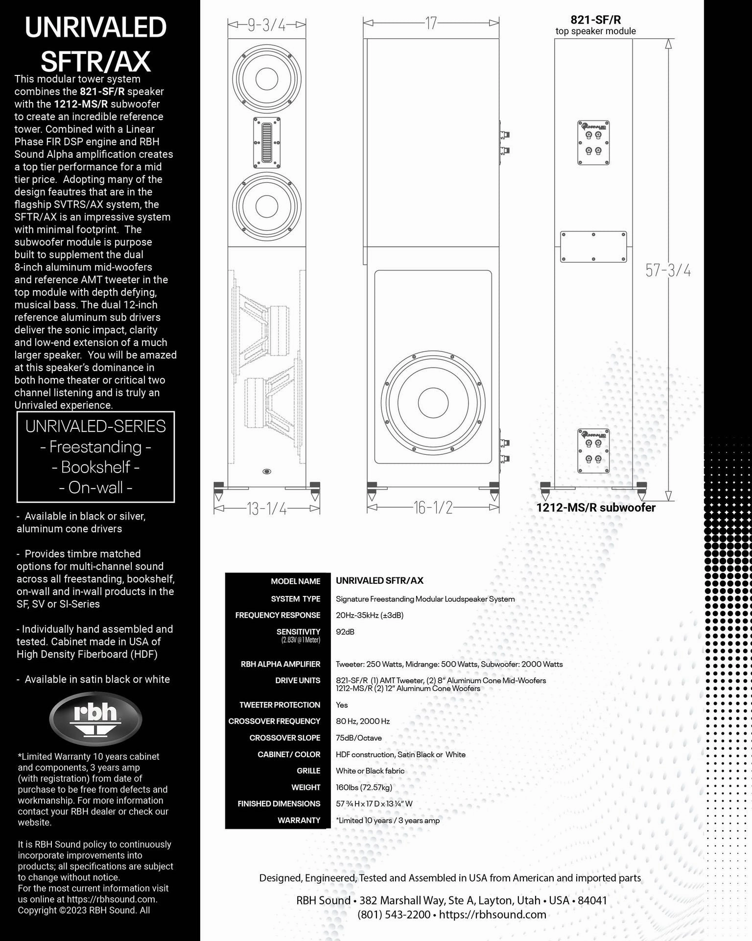 RBH Sound UNRIVALED SFTR/AX Modular Tower System (Pair)