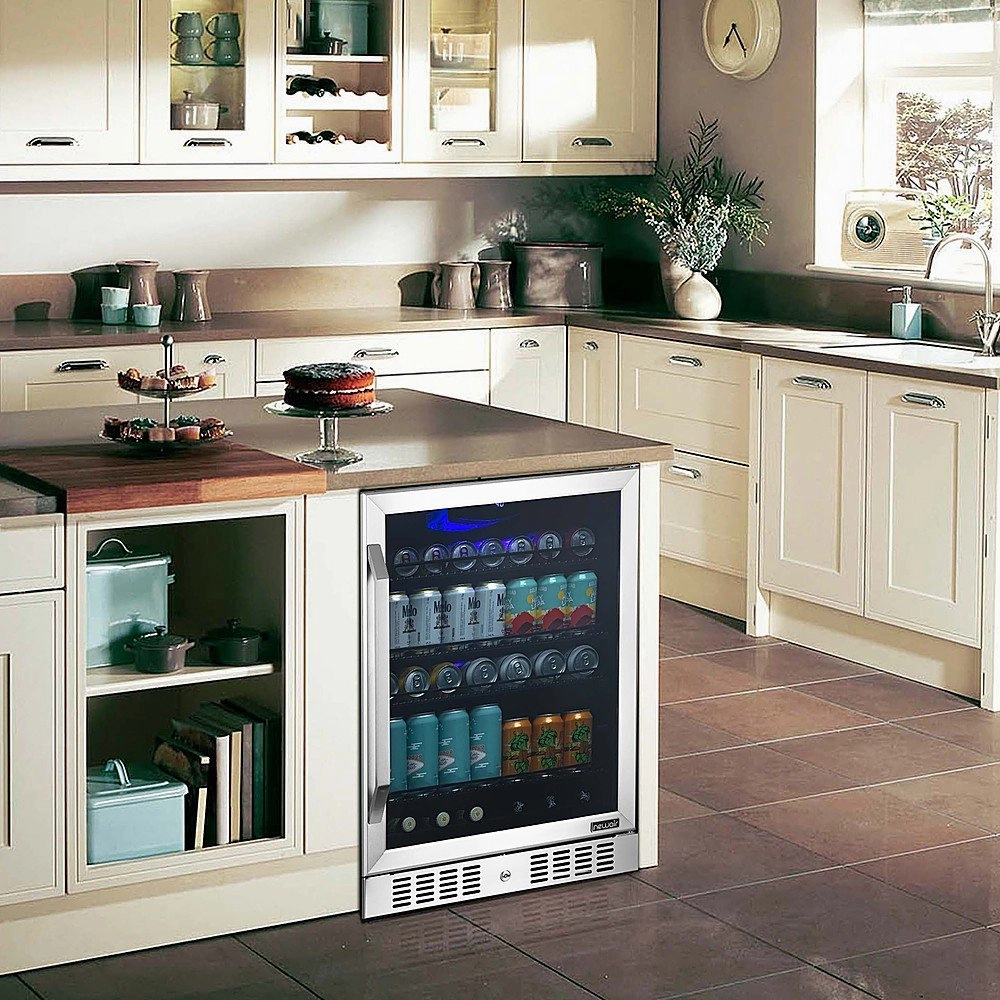 REFURB Newair 24 Built-in Mini Fridge w/ Triple-Pane Glass, 177 Cans