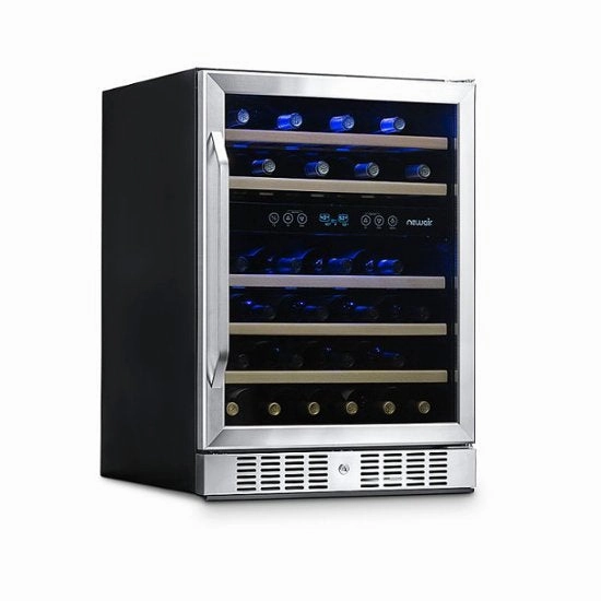 REFURB Newair 24 Dual Zone Wine Fridge w/ Beech Wood Shelves, 46 Bottles