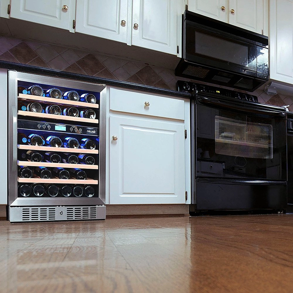 REFURB Newair 24 Dual Zone Wine Fridge w/ Beech Wood Shelves, 46 Bottles