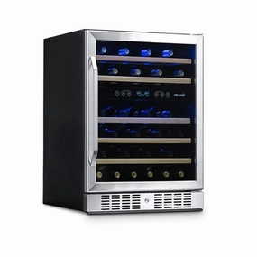 REFURB Newair 24 Dual Zone Wine Fridge w/ Beech Wood Shelves, 46 Bottles