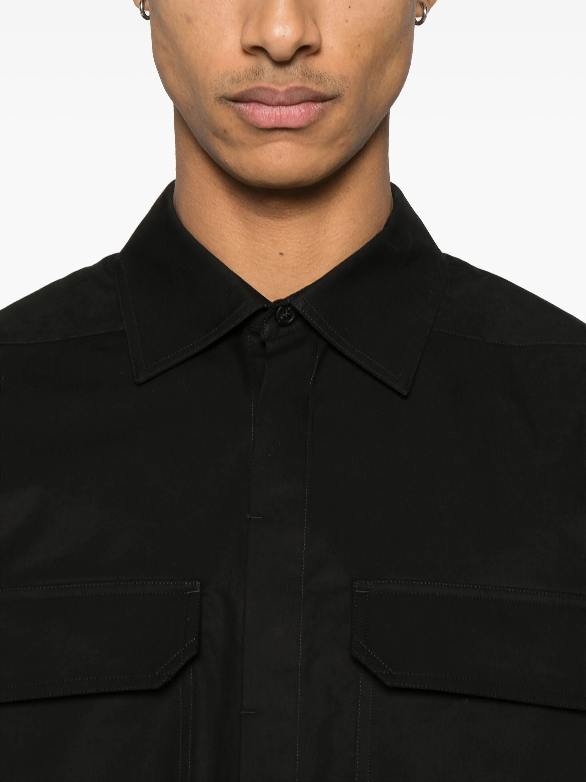 RICK OWENS - Men Cotton Work Shirt Shoes_rick-owens