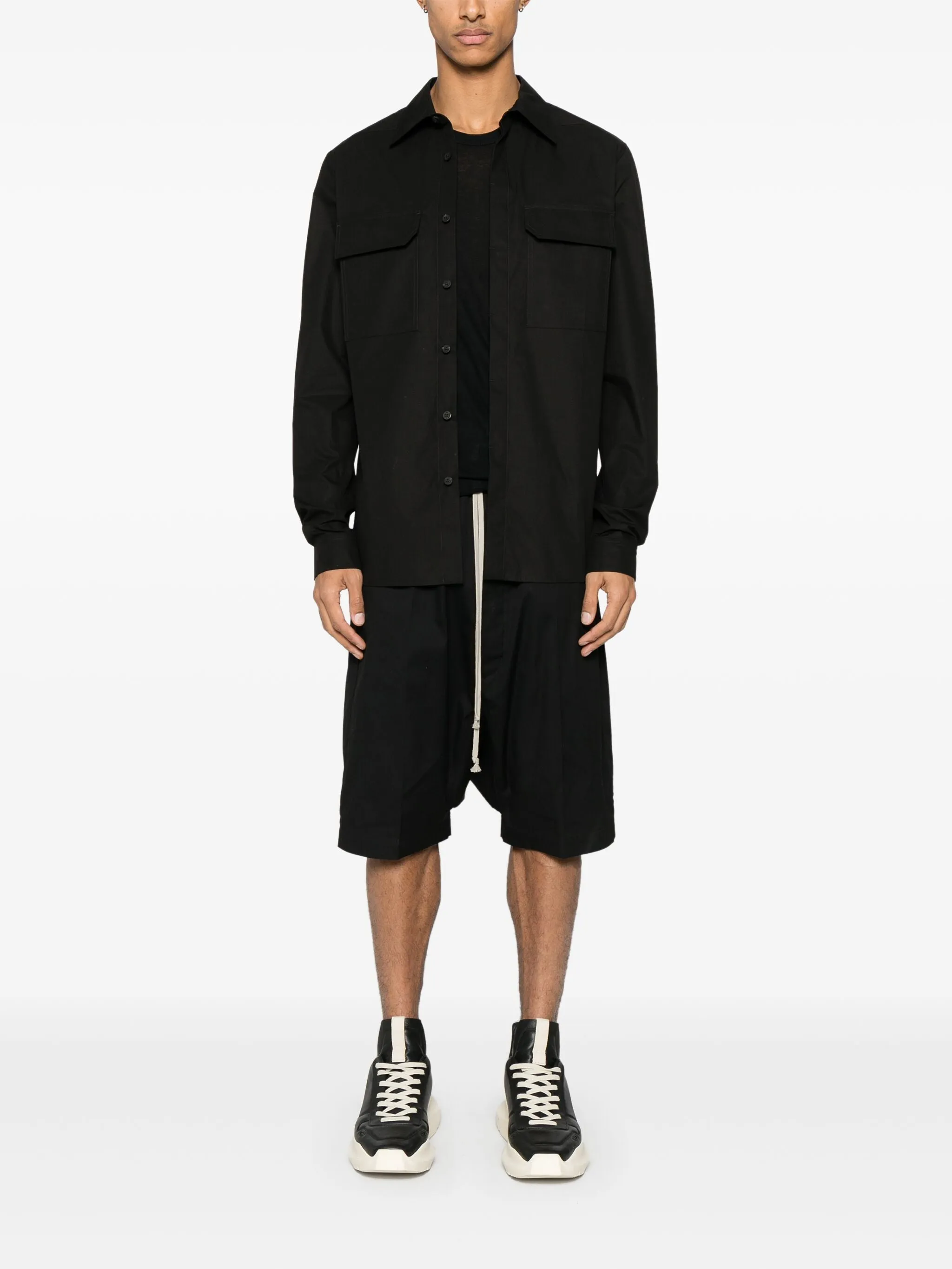 RICK OWENS - Men Cotton Work Shirt Shoes_rick-owens
