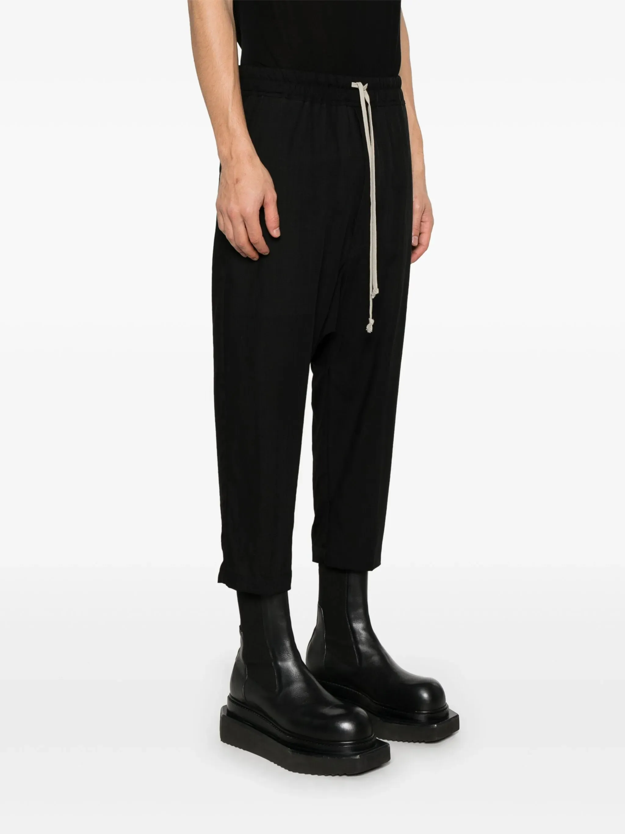 RICK OWENS - Men Drawstring Cropped Pantaloni Shoes_rick-owens