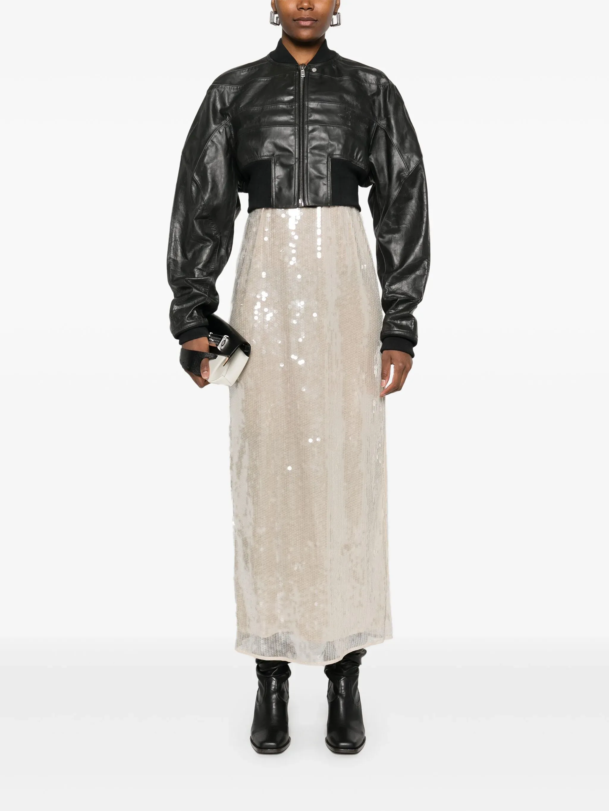 RICK OWENS - Women Cropped Leather Girdered Bomber Shoes_rick-owens