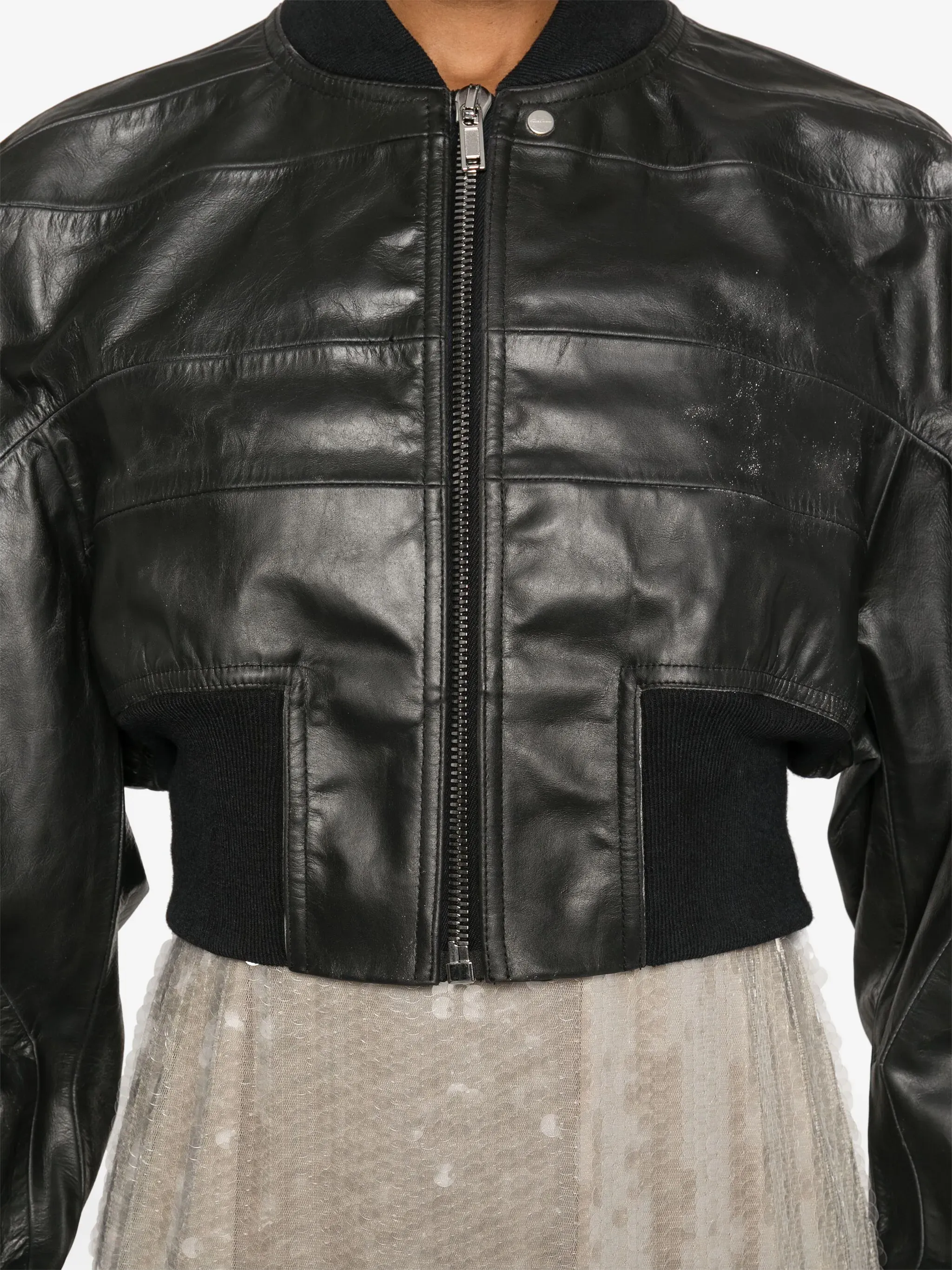 RICK OWENS - Women Cropped Leather Girdered Bomber Shoes_rick-owens