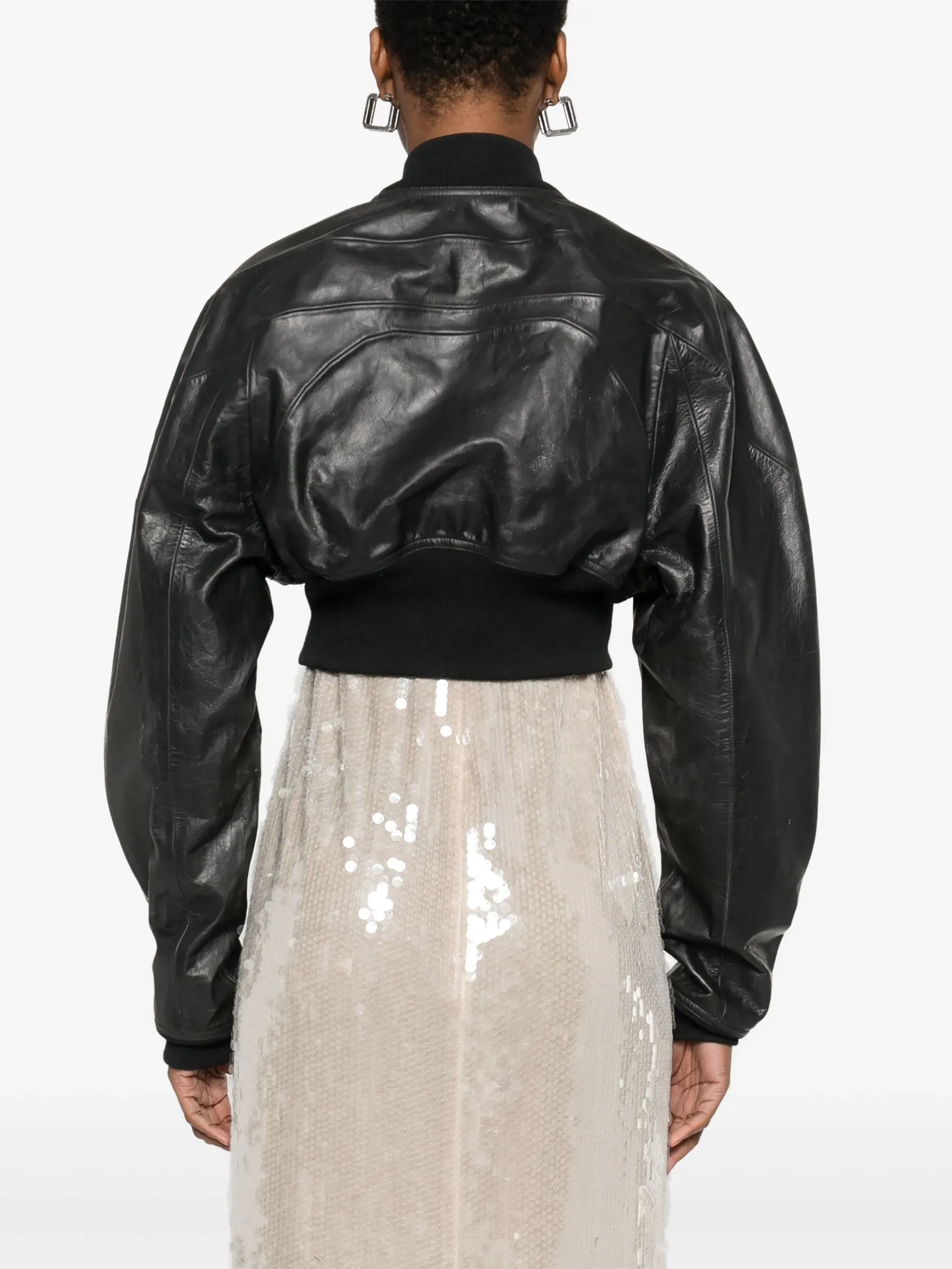 RICK OWENS - Women Cropped Leather Girdered Bomber Shoes_rick-owens