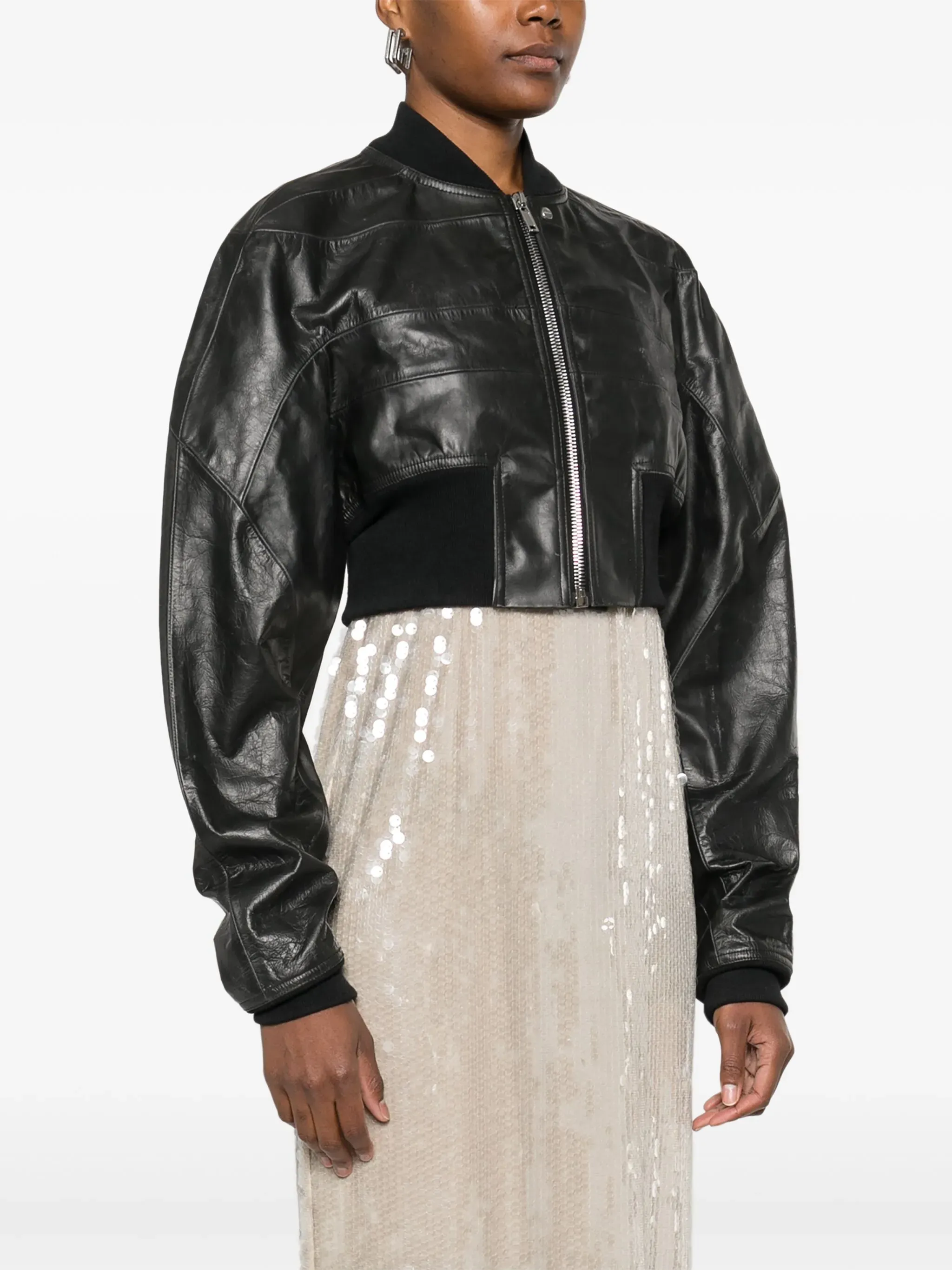 RICK OWENS - Women Cropped Leather Girdered Bomber Shoes_rick-owens